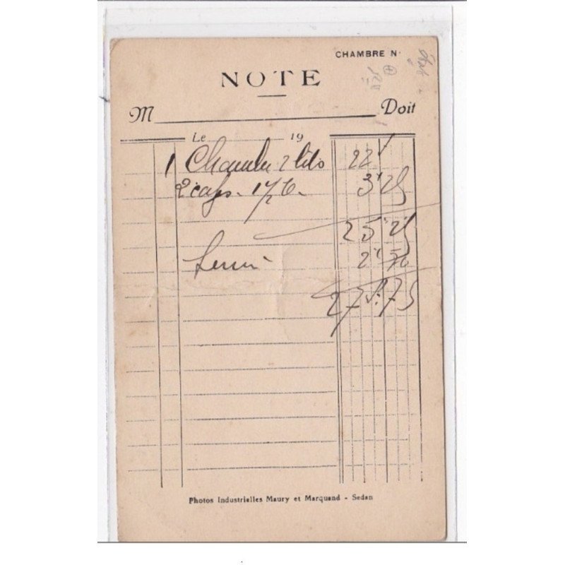 SEDAN : hotel de la gare, A. genesseau, place de la gare - etat