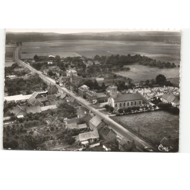 FAUMONT: église saint-roch, route nationale vue aérienne 10X15 - très bon état