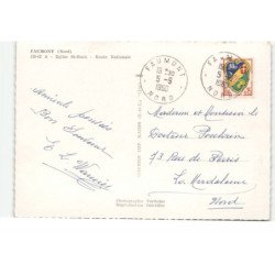 FAUMONT: église saint-roch, route nationale vue aérienne 10X15 - très bon état