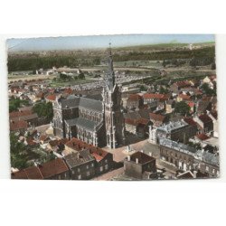 FRESNES-sur-ESCAUT: l'église saint-martin vue aérienne 10X15 - très bon état