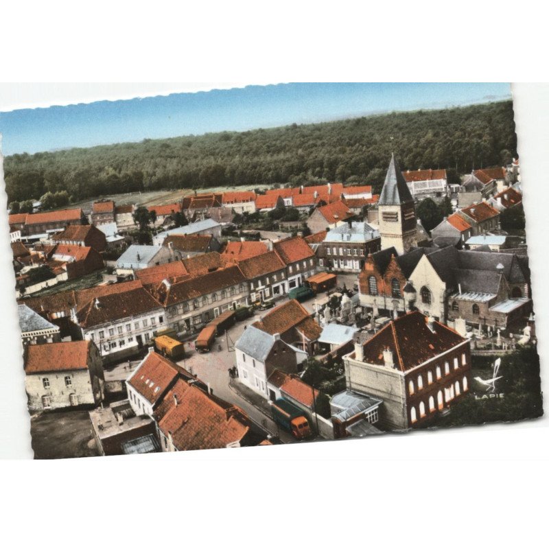 FLINES-lez-RACHES: l'église vue aérienne 10X15 - très bon état