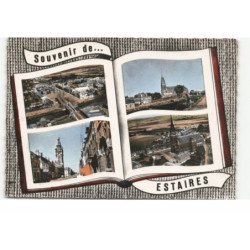 ESTAIRES: souvenir de... vue panoramique, l'église saint-vaast vue aérienne 10X15 - très bon état