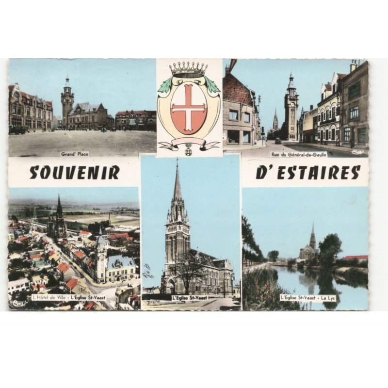 ESTAIRES: souvenir vue aérienne 10X15 - très bon état