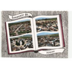 DOUCHY: souvenir de... cité barbusse, R.N. 29, église saint-pierre, écoles, vue aérienne 10X15 - très bon état