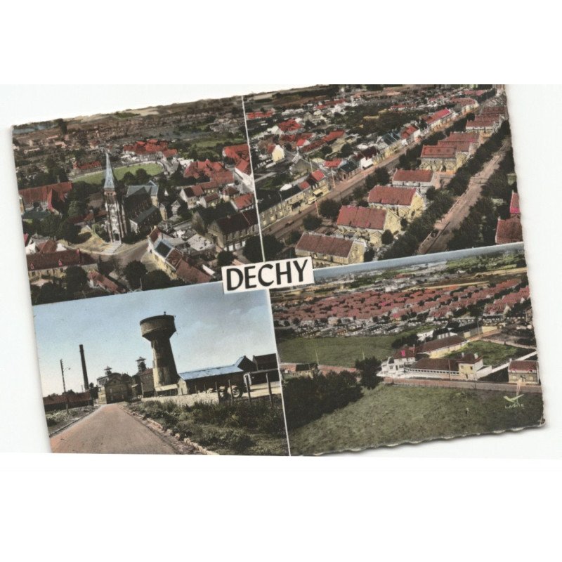 DECHY: centre, route nationale, mine, école maternelle vue aérienne 10X15 - très bon état