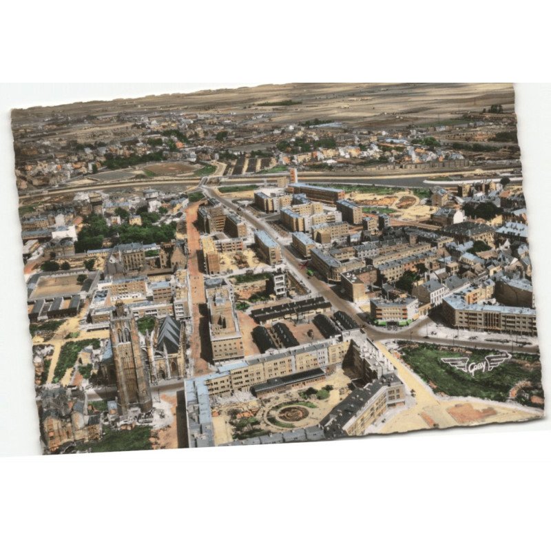 DUNKERQUE: le nouveau dunkerque autour de la place jean-bart vue aérienne 10X15 - très bon état