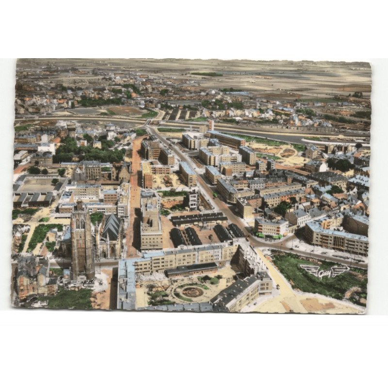 DUNKERQUE: le nouveau dunkerque autour de la place jean-bart vue aérienne 10X15 - très bon état