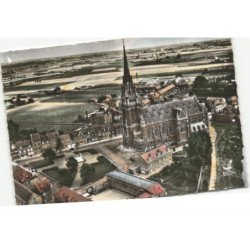 ESTAIRES: l'église, saint-waast vue aérienne 10X15 - très bon état