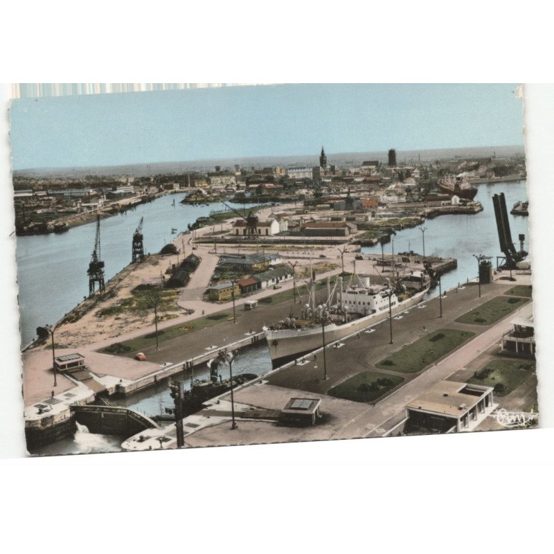 DUNKERQUE: l'ecluse trystram vue aérienne 10X15 - très bon état