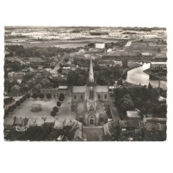 QUESNOY-sur-DEULE: vue générale, l'église vue aérienne 10X15 - très bon état