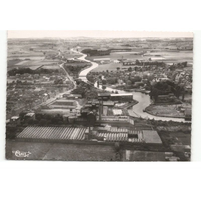 QUESNOY-sur-DEULE: vue panoramique sur la deule vue aérienne 10X15 - très bon état