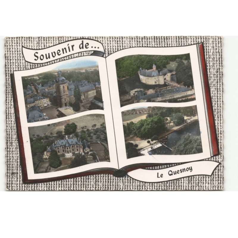 LE QUESNOY: vue panoramique, château de sartel, plage et jeux vue aérienne 10X15 - très bon état