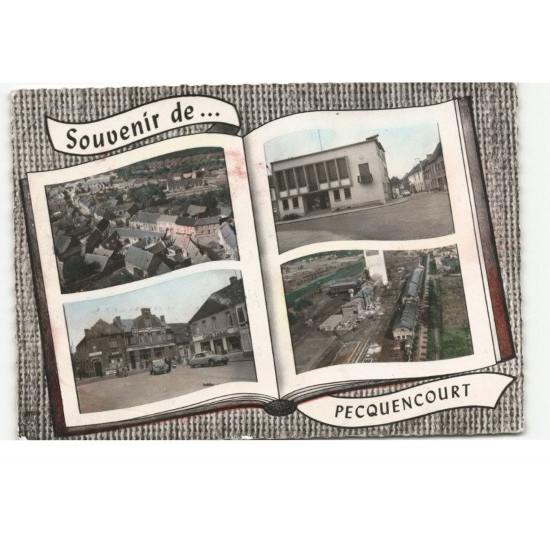 PECQUENCOURT: souvenir de... vue générale hôtel de ville fosse barrois vue aérienne 10X15 - très bon état
