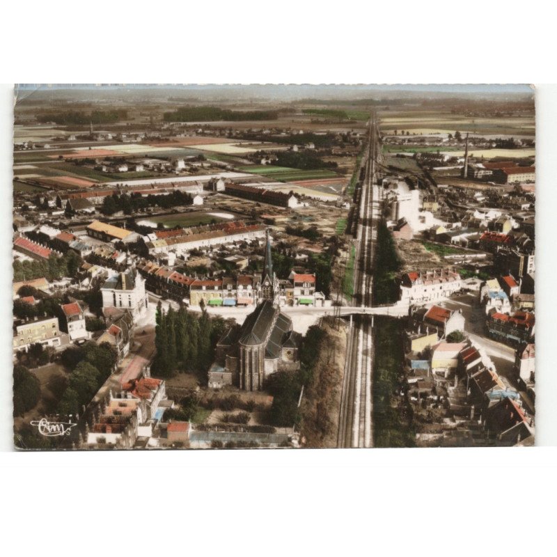 PERENCHIES: ligne calais-bâle vue aérienne 10X15 - très bon état