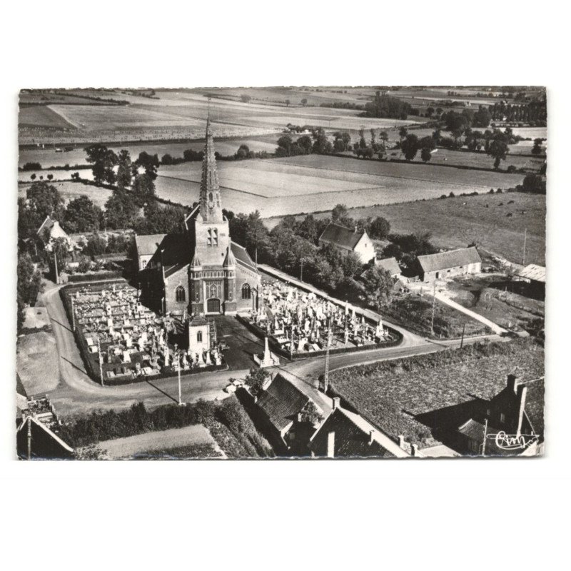 NOORDPEENE: l'église vue aérienne 10X15 - très bon état