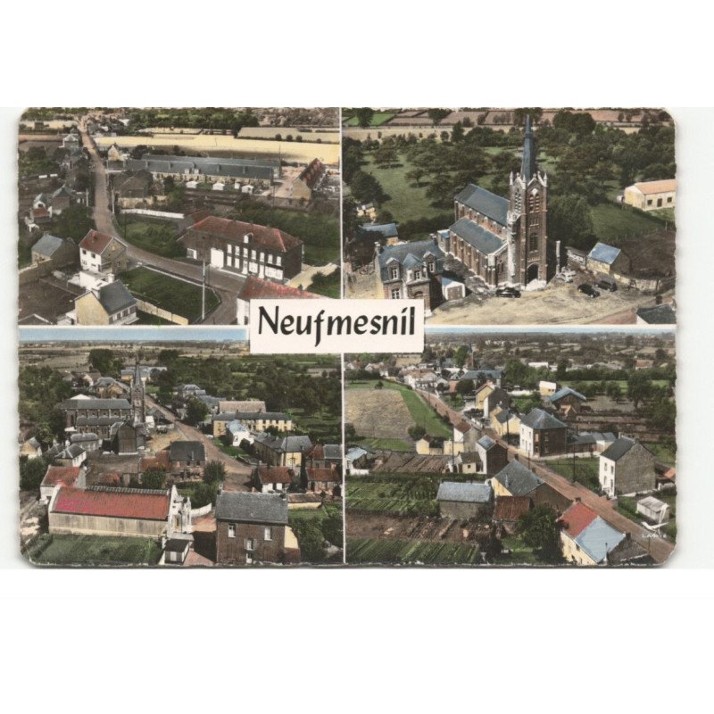 NEUFMESNIL: 4 vues vue aérienne 10X15 - très bon état