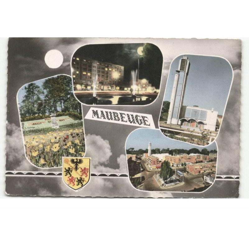 MAUBEUGE: souvenir de maubeuge vue aérienne 10X15 - très bon état