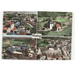 MAING: eglise place P. Cuveiller chateau maigoval groupes scolaires la place vue aérienne 10X15 - très bon état