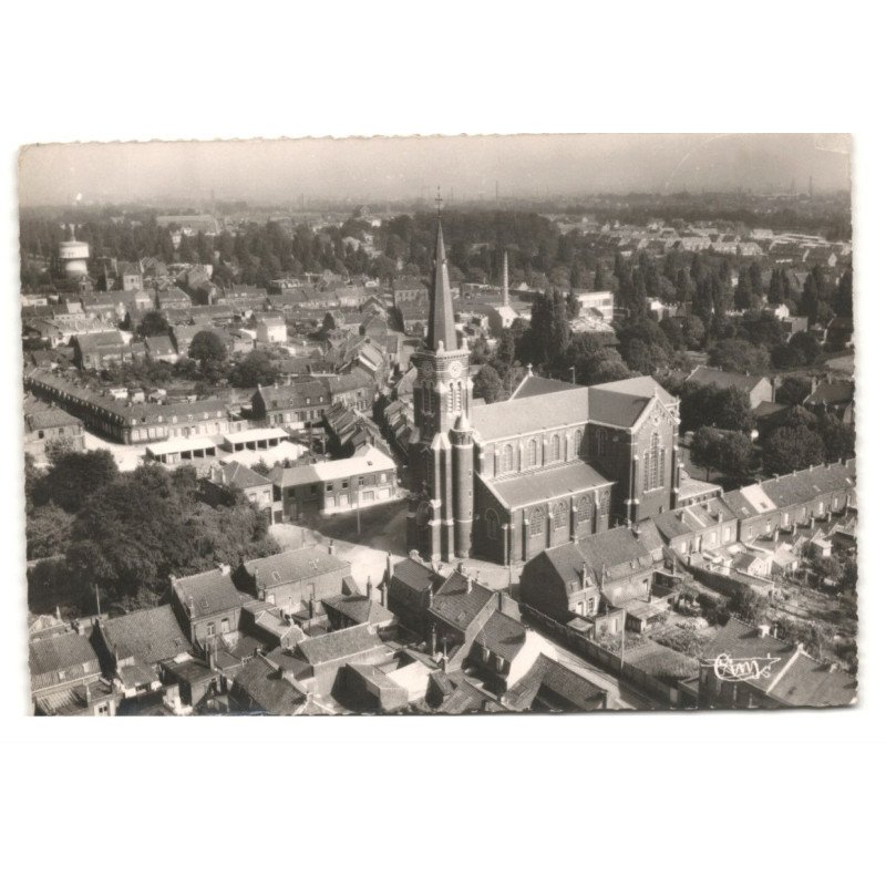 MOUVAUX: église saint-germain vue aérienne 10X15 - très bon état