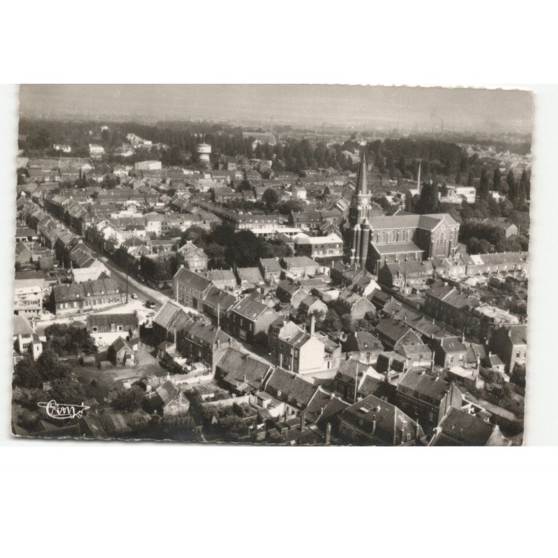 MOUVAUX: rue de lille, église saint-germain vue aérienne 10X15 - très bon état