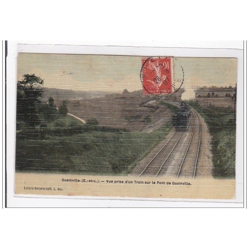GUAINVILLE : vue prise d'un train sur le pont de guainville - tres bon etat
