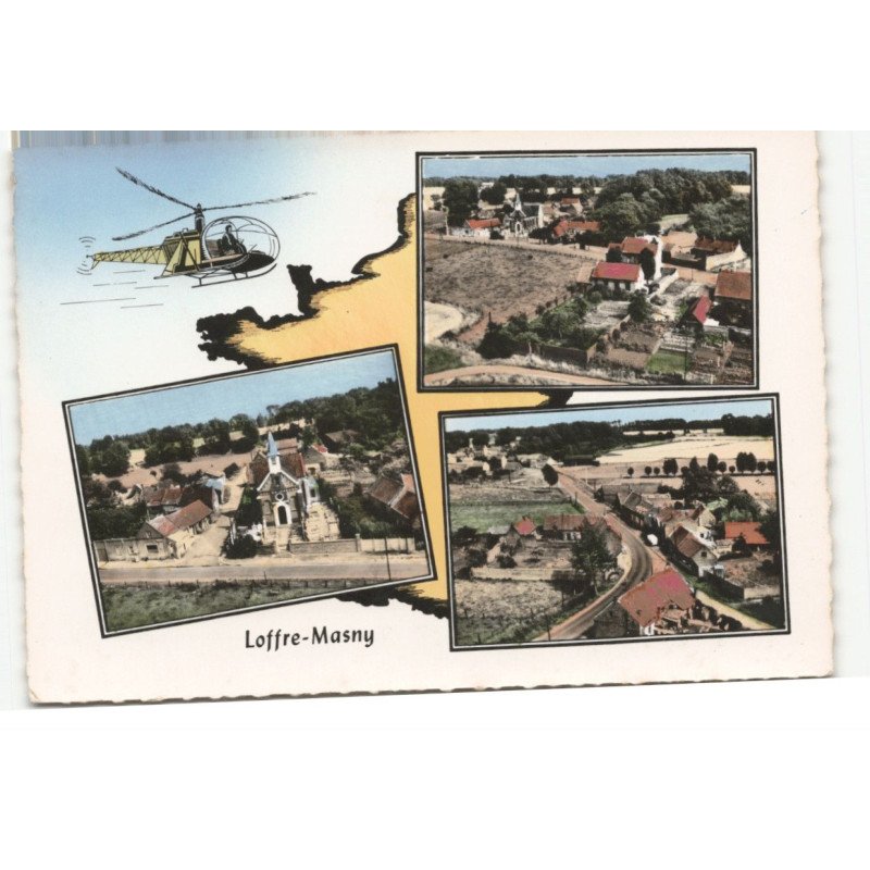LOFFRE-MASNY: 3 vues vue aérienne 10X15 - très bon état