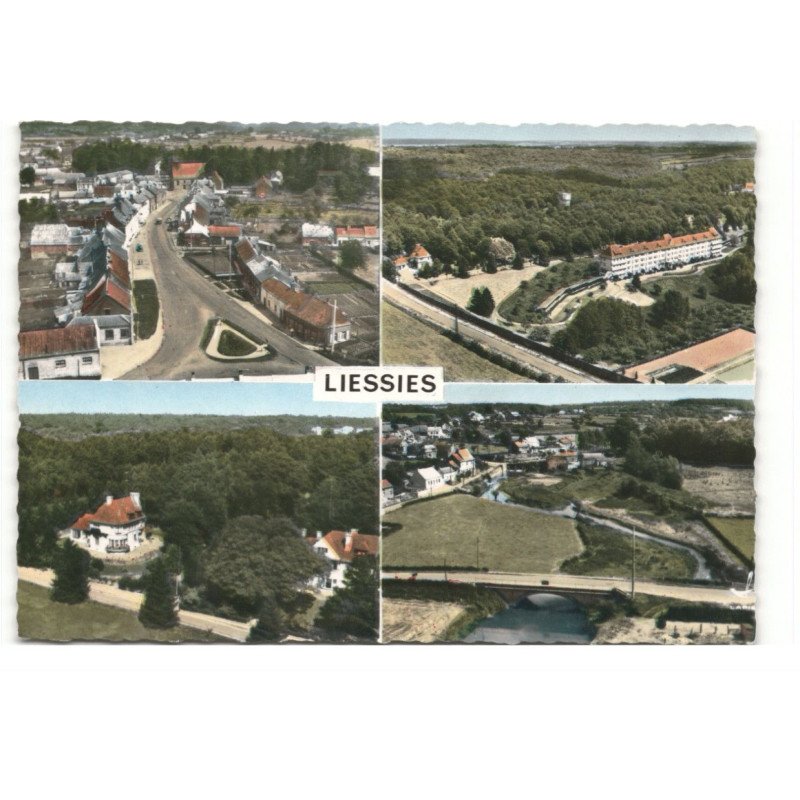 LINSELLES: 4 vues vue aérienne 10X15 - très bon état