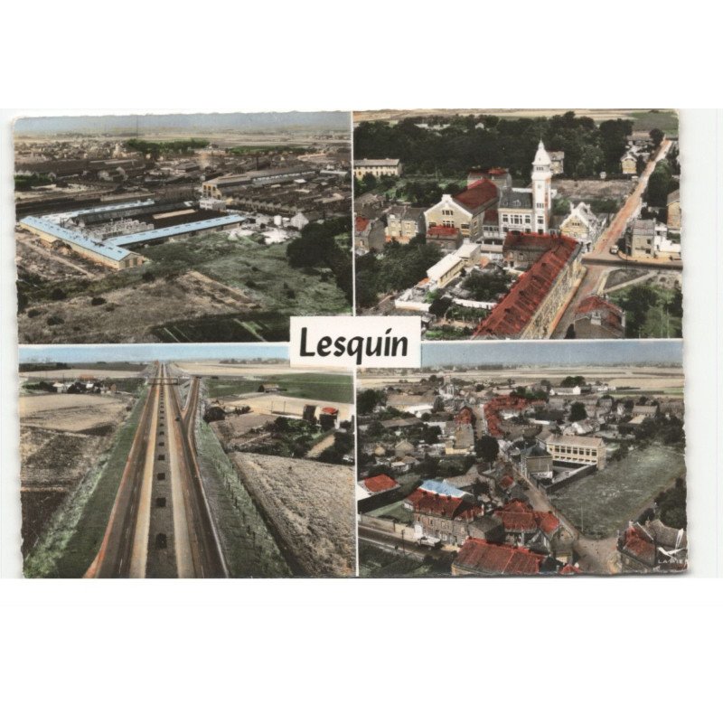 LESQUIN: ensemble industriel, la mairie, noeud routier, vue générale vue aérienne 10X15 - très bon état