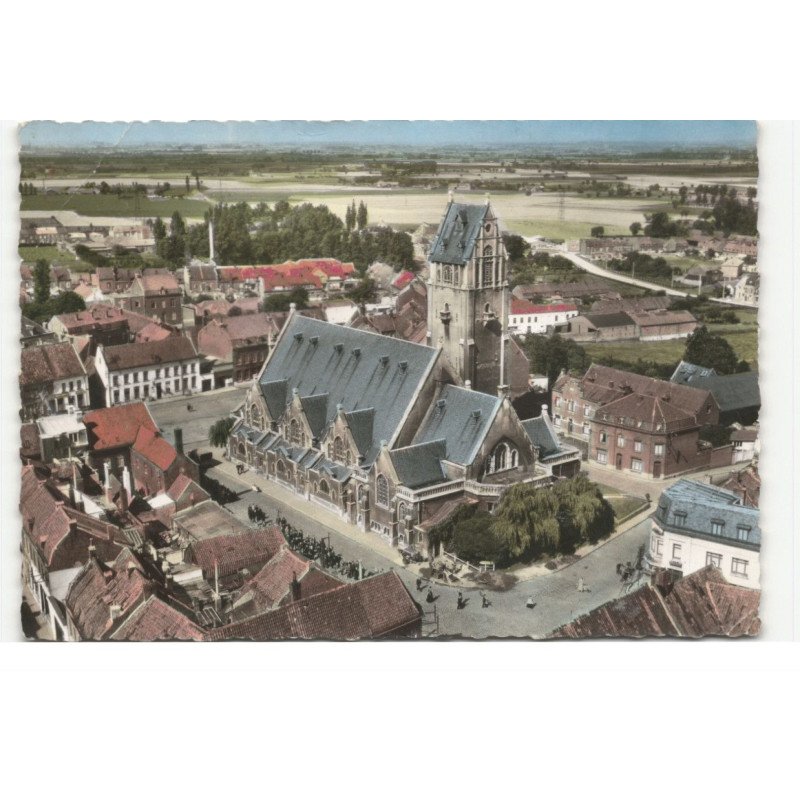 LINSELLES: église notre-dame vue aérienne 10X15 - très bon état