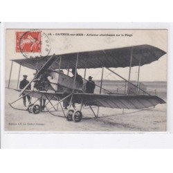 CAYEUX-sur-MER: aviateur atterrissant sur la plage, aviation, texte - très bon état