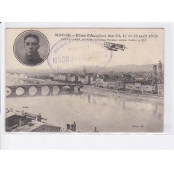 MACON: fêtes d'aviation 1912 août Chevilliard sur hydro-aéroplane Farman, cachet - très bon état