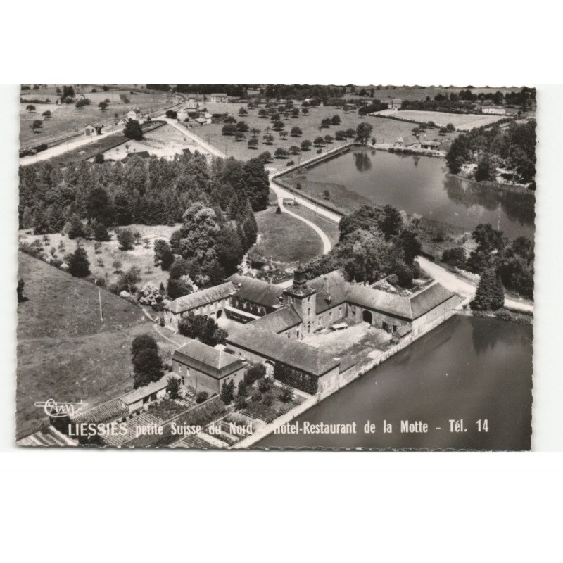 LIESSIES: petite suisse du nord, hôtel restaurant de la motte vue aérienne 10X15 - très bon état