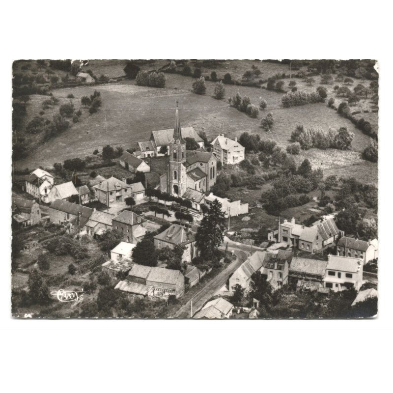LOCQUIGNOL: la place et l'église vue aérienne 10X15 - très bon état
