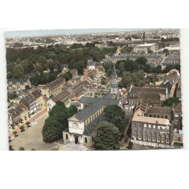 LOOS: l'église notre-dame de grace vue aérienne 10X15 - très bon état