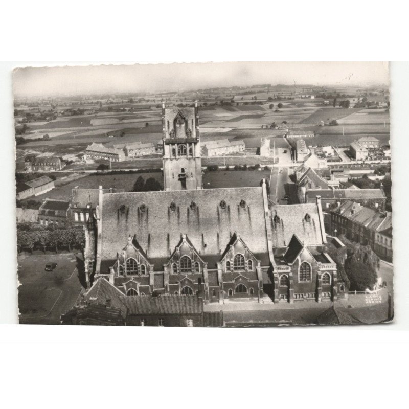 LINSELLES: église notre-dame de linselles vue aérienne 10X15 - très bon état