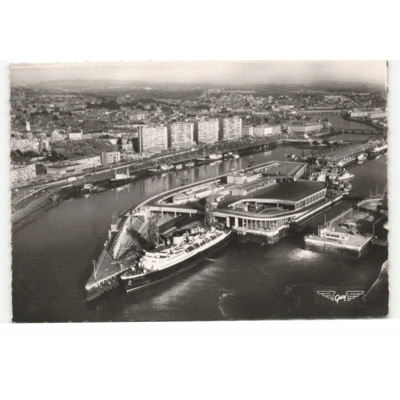 BOULOGNE-sur-MER: la gare maritime vue aérienne 10X15 - état