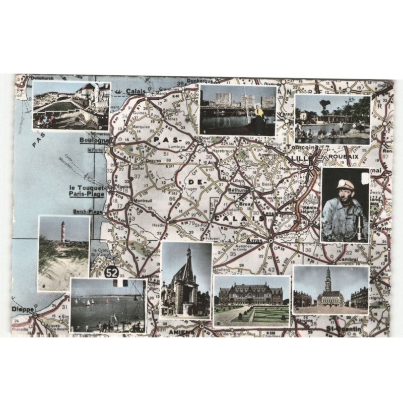 PAS de CALAIS: carte géographique, 9 vues vue aérienne 10X15 - très bon état