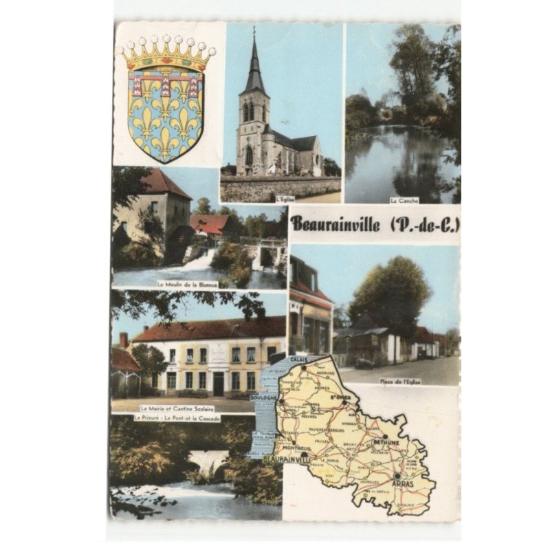 BEAURAINVILLE: 5 vues vue aérienne 10X15 - très bon état