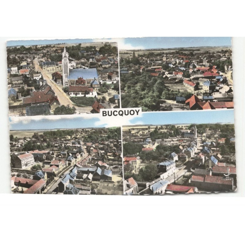 BUCQUOY: 4 vues vue aérienne 10X15 - très bon état