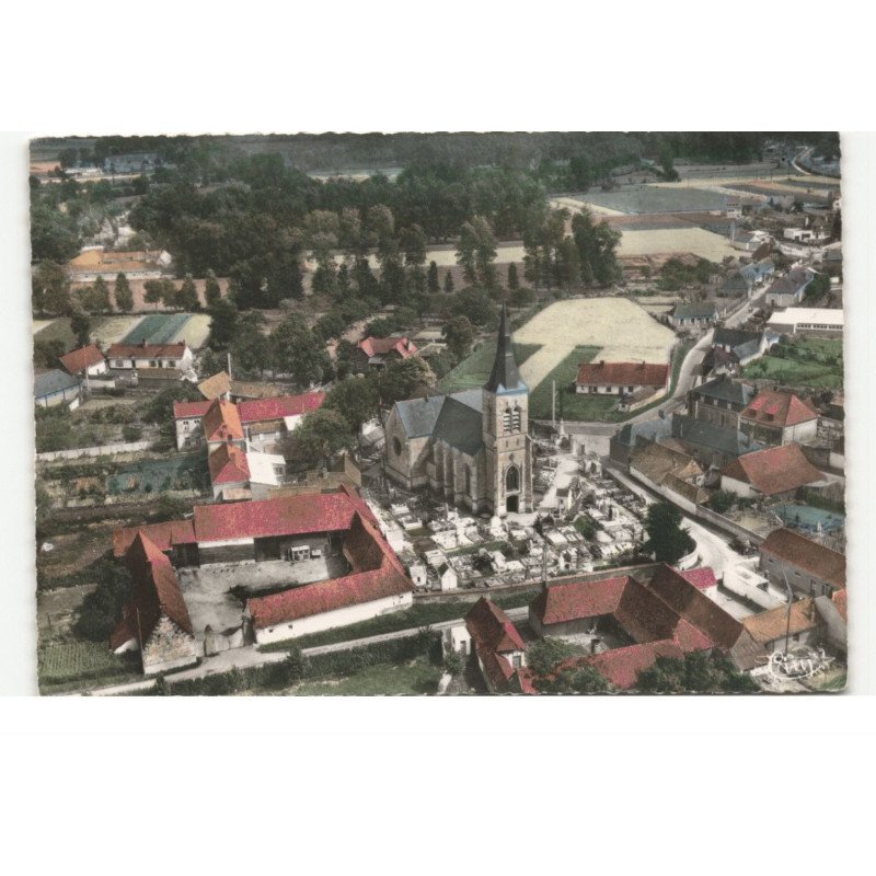 BEAURAINVILLE: l'église vue aérienne 10X15 - très bon état