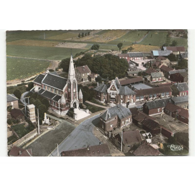 BEAUMETZ-les-CAMBRAI: église, mairie, écoles, vue aérienne 10X15 - très bon état