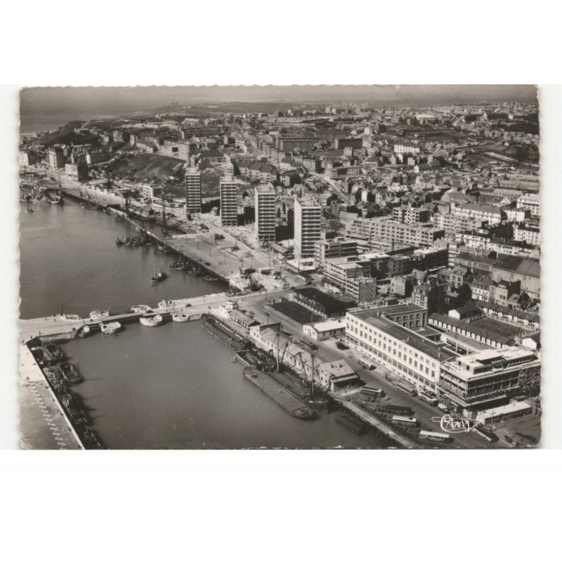 BOULOGNE-sur-MER: l'arrière port, le pont marguet vue aérienne 10X15 - très bon état