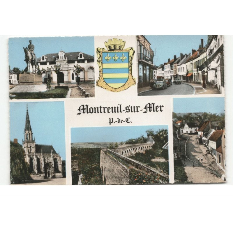 MONTREUIL-sur-MER: 5 vues vue aérienne 10X15 - très bon état