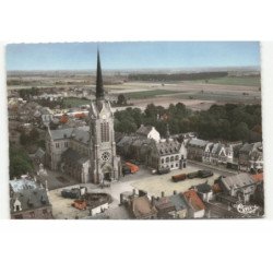 LAVENTIE: l'église saint-vaast, l'hôtel de ville vue aérienne 10X15 - très bon état