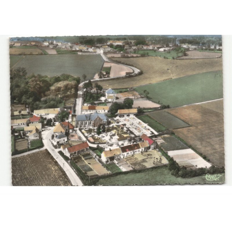 LOCQUINGHEM: l'église, le pont poulain vue aérienne 10X15 - très bon état