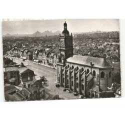 LENS: l'église saint-léger et la place jean jaurès vue aérienne 10X15 - très bon état