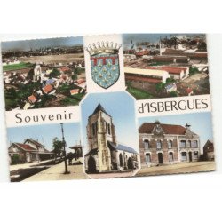 ISBERGUES: souvenir, 5 vues vue aérienne 10X15 - très bon état