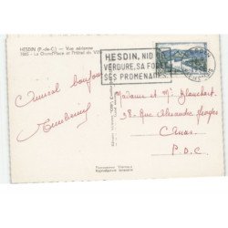 HESDIN: la grand' place et l'hôtel de ville vue aérienne 10X15 - très bon état