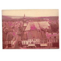 HESDIN: vue générale l'église rue de la paroisse vue aérienne 10X15 - très bon état