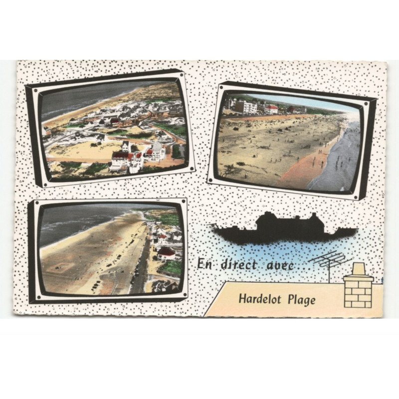 HARDELOT-PLAGE: en direct avec... 3 vues vue aérienne 10X15 - très bon état